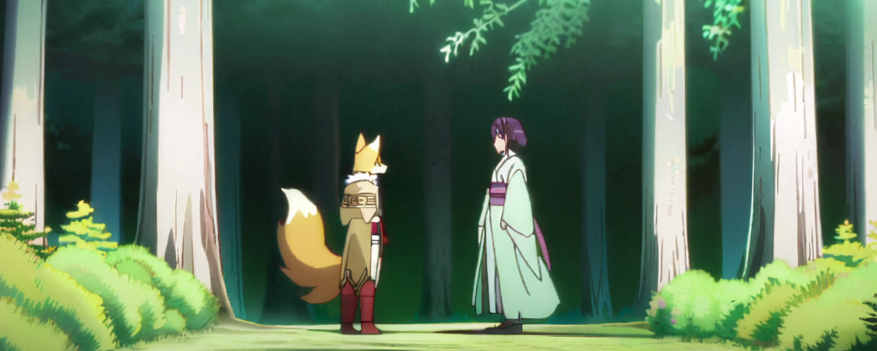 Illustrated folktale banner for Kitsune