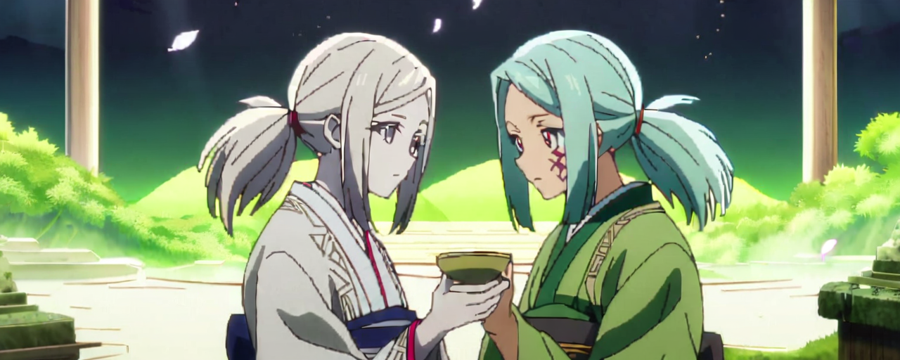 Illustrated folktale banner for Yamata-no-Orochi